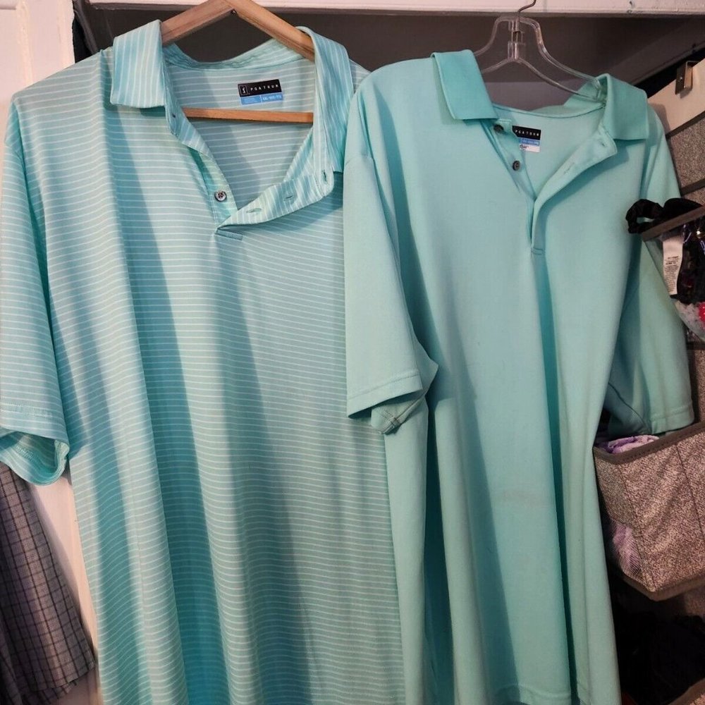 Men's Pre-owned Sz 2XL. Green Golf Shirts By PGA Tour. Lot of 2